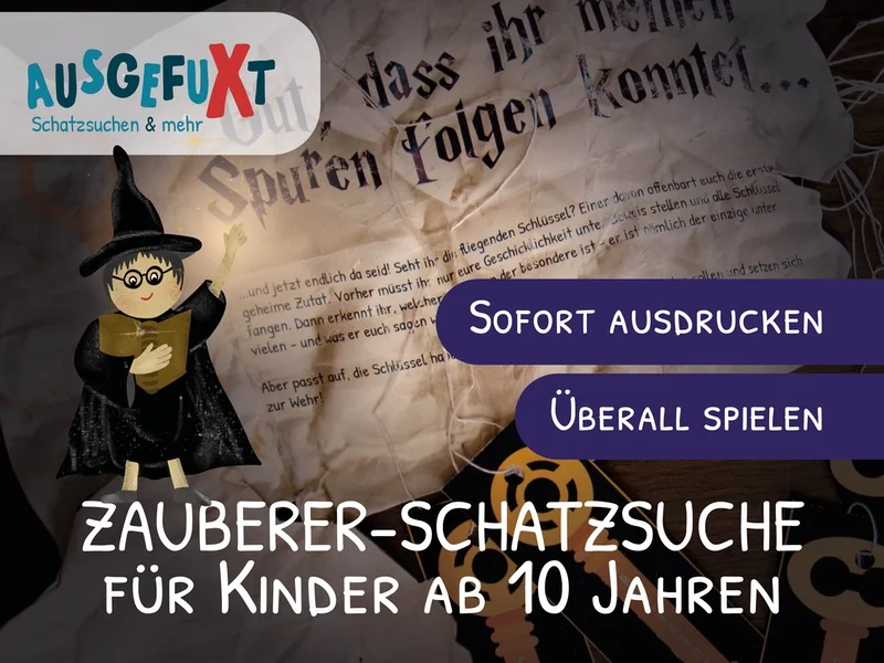 Die geliebte Zauberschule wird von einem bösen Zauberer, dessen Name nicht genannt werden darf, bedroht. Die Kinder müssen für die Rettung ihrer Schule ein Zaubertrank-Rezept finden. Sind am Ende der Schatzsuche die passenden Zutaten in der Schatzkiste, können die jungen Zauberlehrlinge den Zauberschul-Rettungs-Trank gleich selbst zusammenbrauen.