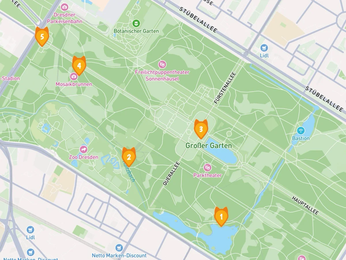 Route durch den großen Garten