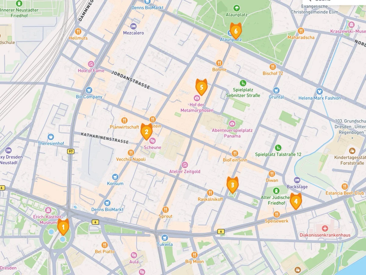 Route durch die Dresdner Neustadt