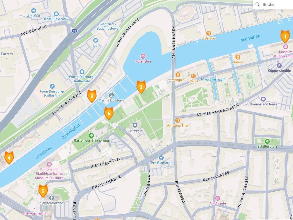 Unsere Schnitzeljagd-Route durch den Duisburger Innenhafen