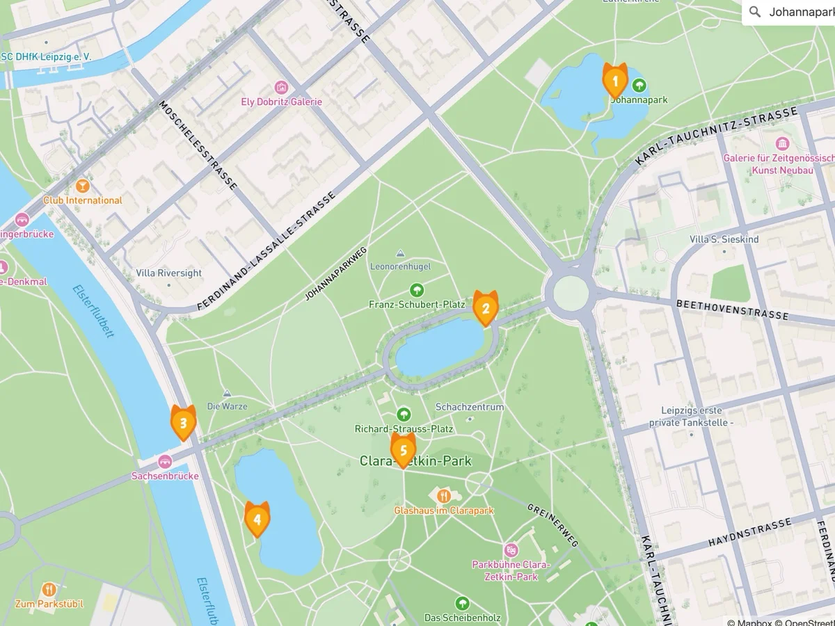 Route durch den Clara-Zetkin-Park Route durch den Clara-Zetkin-Park