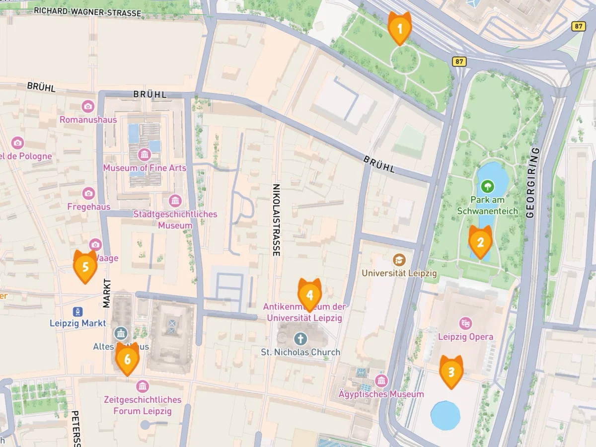 Beispielroute durch die Leipziger Altstadt Route durch die Leipziger Altstadt