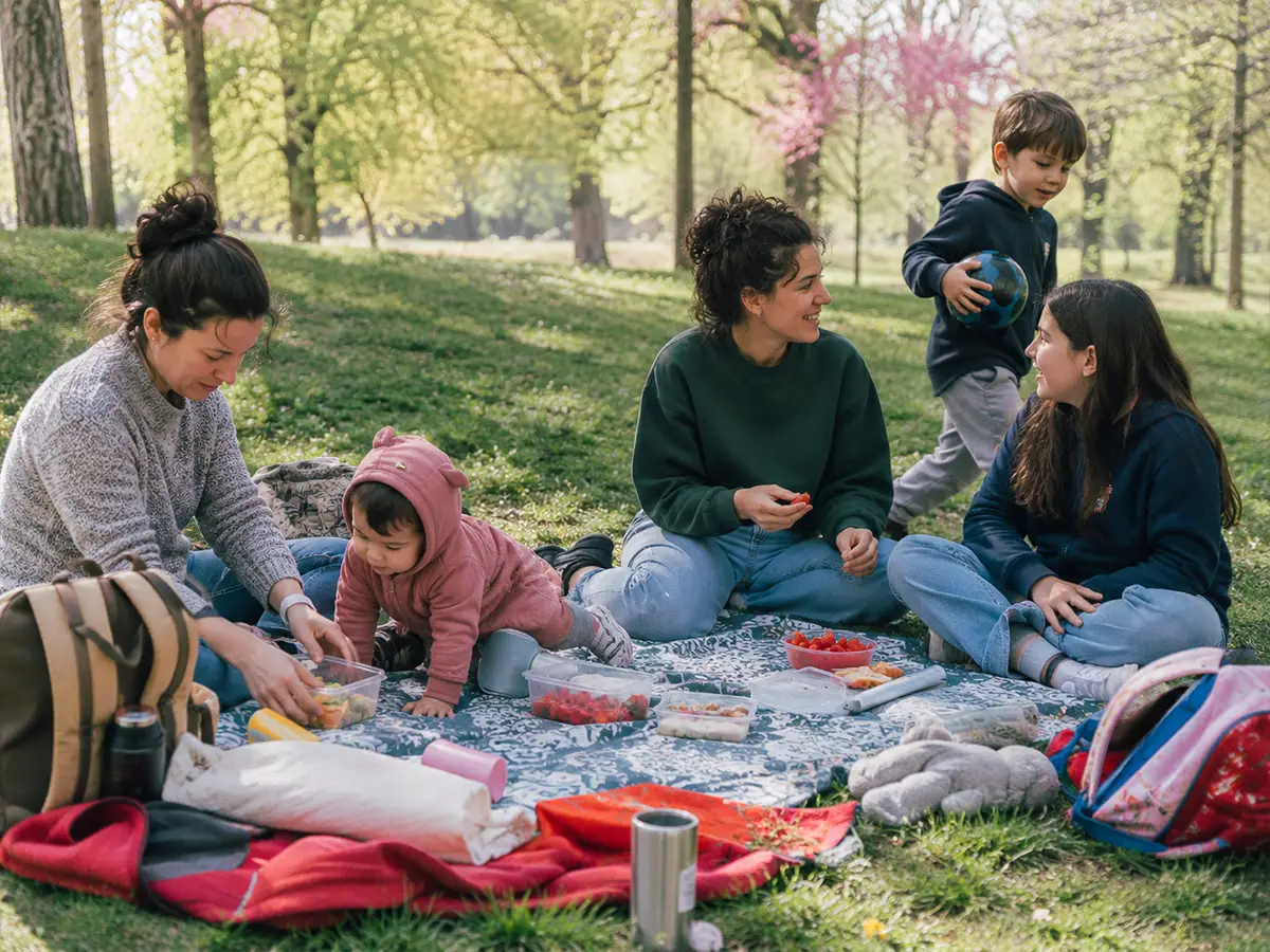 Picknick mit Kindern im Park