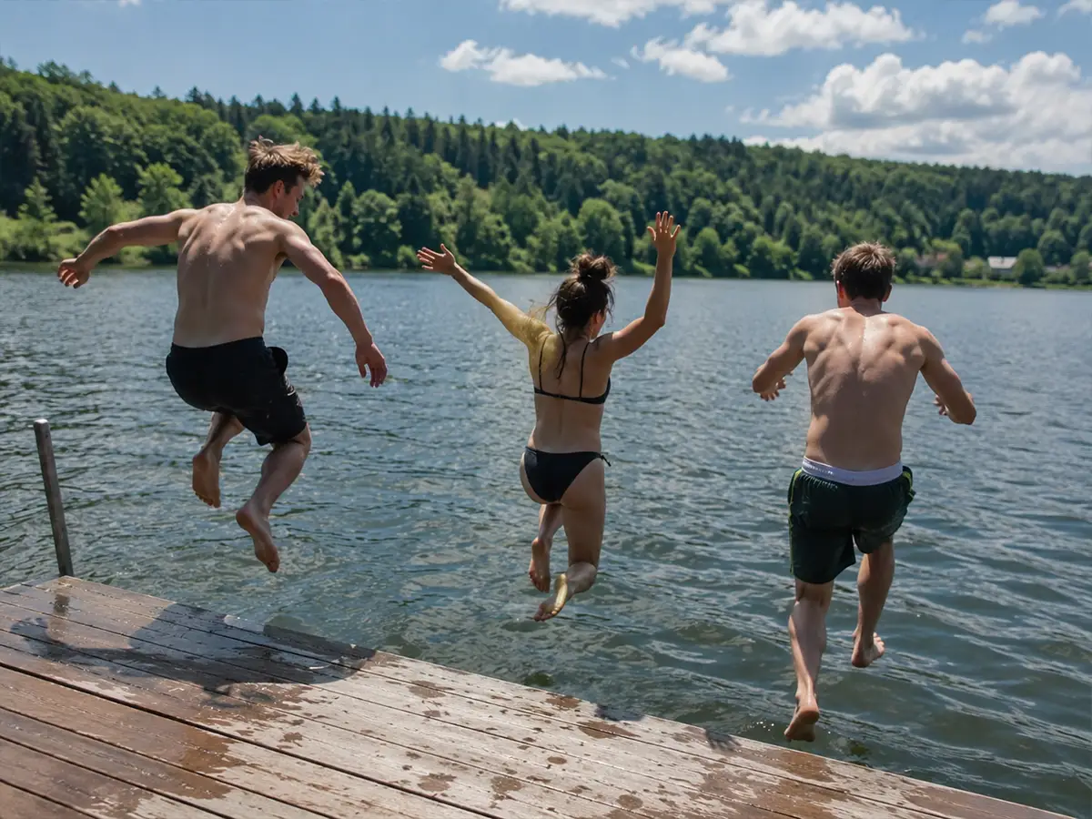 Anbaden oder Eisbaden an Himmelfahrt