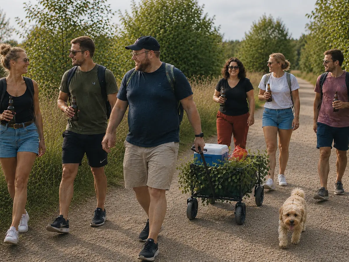 Spaziergang mit Bollerwagen an Himmelfahrt