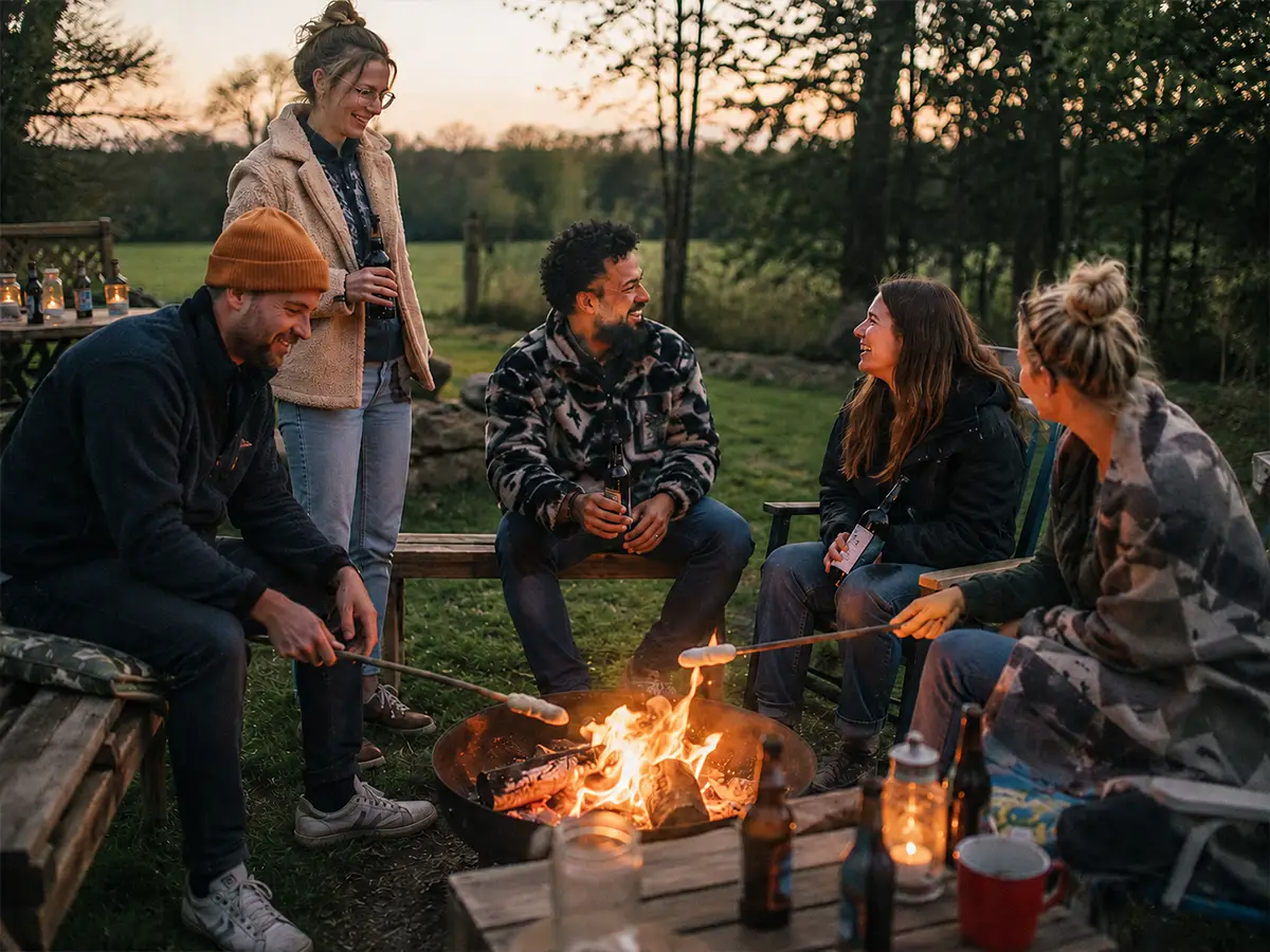 Lagerfeuerabend mit Stockbrot an Himmelfahrt